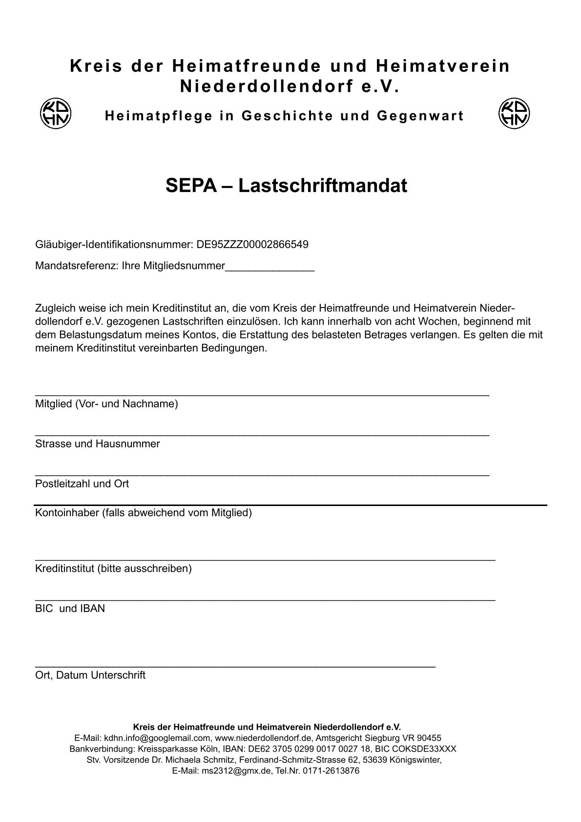KdHN SEPA-Mandat
